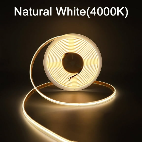 IP68 Waterproof COB LED Strip,16.4FT 12V 4000K 480LEDs/m COB Light Strip for Outdoor Bathroom Swimming Pool Decoration (Without Power Supply)