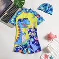 thumbnail image 2 of COMVALUE Toddler Swimsuit Suits Short Sleeve Swimwear UPF 50+ Bathing Suit Zip Rashguards (Blue, 1-2 Years), 2 of 7