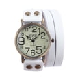 thumbnail image 2 of Reloj de pulsera de cuero de vaca blanco vintage para hombres y mujeres, reloj de vestir de cuarzo con pulsera, 2 of 2
