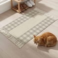 thumbnail image 6 of Bathroom Rug 2'x 3', Retro Grey Woven Cotton Washable Rug with Tassels, Farmhouse Buffalo Plaid Vintage Beige Non Slip Front Door Mat for Entrance, Doorway, Hallway, Laundry Room, 6 of 9