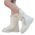 thumbnail image 2 of Girls‘ Winter Boots, Water-Resistant Faux Suede with Thick Fur Interior, Warm Mid-Calf Boots for Tweens, Outdoor Play, and Seasonal Gift Beige 37, 2 of 6