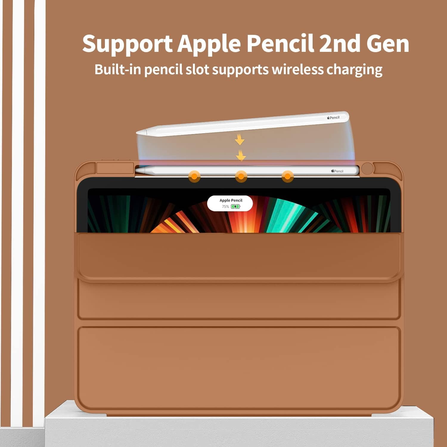 HCTian New iPad Pro 12.9 Inch Case 2022/2021/2020(6th/5th/4th Gen) with Pencil Holder,Smart Case [Support Touch ID and Auto Wake/Sleep] with Auto 2nd Gen Pencil Charging