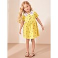 thumbnail image 2 of Emy Dola 2-7T Little Girls Lace Lapel Collar Cotton Dress Short Sleeve Foral Bunny Applique Tunic Summer Dresses, 2 of 7