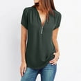 thumbnail image 2 of 3/4 Sleeve Blouse Top for Women Half Zipper V-Neck Shirt Solid Color Casual Loose Summer Clothes, 2 of 6
