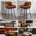 thumbnail image 5 of BRILHAMEZ Modern Counter Height Bar Stools with Backrest, Upholstered PU Faux Leather Dining Chairs with Gold Metal Frame, Brown, Set of 4, 5 of 6