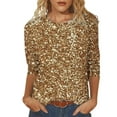 thumbnail image 1 of Xuewenshw T-Shirt Décontracté à Manches 3/4 Col Rond Imprimé Floral pour Femmes pour Usage Quotidien Manches Longues Ajusté, 1 of 5