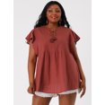 thumbnail image 4 of BluTúniManDe Aleteo Cuello V Dividido Verano Fluido Cordón TalGrande PaMujer Rojo Ladrillo 3XL, 4 of 6