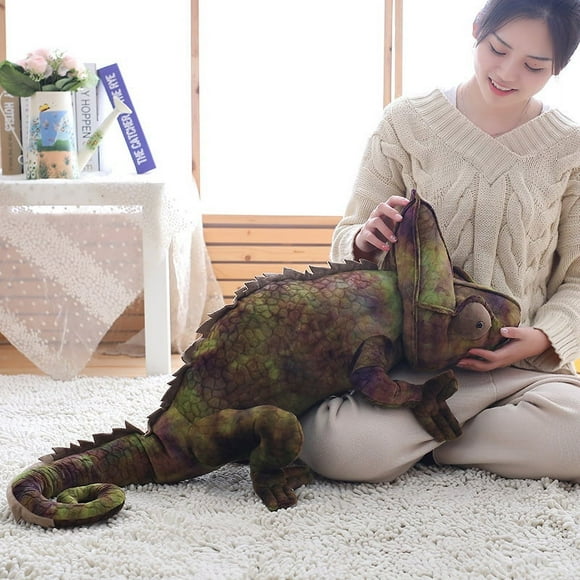Simulation Chameleon Lizard Doll Plush Toy Brown Soft Plush Decorative Pillow Plush Soft Stuffed Animal Plush Figure Doll for Fans Boys and Girls, 27.56 inch