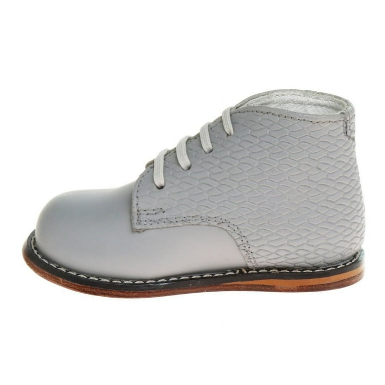 Josmo Unisex Baby Walking Shoes First Walker Shoes Genuine Leather Classic Woven Ostritch Infant Shoes color Gray size 4.5