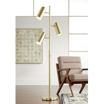 Possini Euro Design Canasta Trac Modern Tree Floor Lamp 67" Tall Satin Brass 3-Light Adjustable Metal Shade for Living Room Reading Bedroom Office