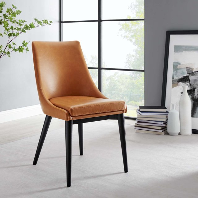 Modway Vegan Leather Dining Chair, Tan