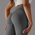 thumbnail image 4 of Kmdttou Women's Yoga Pants Leggings with Pockets for Seamless Knitted Solid Color Smiling Face High Waist Tight Waist And Hip Lifting Yoga Pants For Sports Running And Fitness, 4 of 5