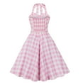 thumbnail image 3 of Robe d'Été pour Femmes 2024 Mode Grande Taille Rétro Col en V Manches Courtes Nœud Bouton Ceinture Grande Jupe Ourlet Robe 50 % de Réduction Liquidation!, 3 of 8