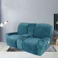 thumbnail image 3 of Housse de Causeuse Inclinable 2024 avec Console Centrale, Housse Extensible en Velours pour Fauteuil Inclinable 2 Places avec Porte-Gobelet, 3 of 10
