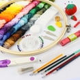 thumbnail image 2 of Embroidery Kit 215 PCS With 100 Colors Threads, 5 Hoops, 3 Aida Cloth, 40 Sewing Pins, Cross Stitch Tools and Starter Kit for Adults and Kids Beginners, 2 of 8