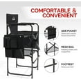 thumbnail image 4 of OmySalon Tall Folding Directors Chair with Side Table Storage Bag, Aluminum Frame 300 lbs Capacity, Portable Makeup Artist Bar Height, 19.7" D x 24.6" W x 45.7" H(Black), 4 of 7
