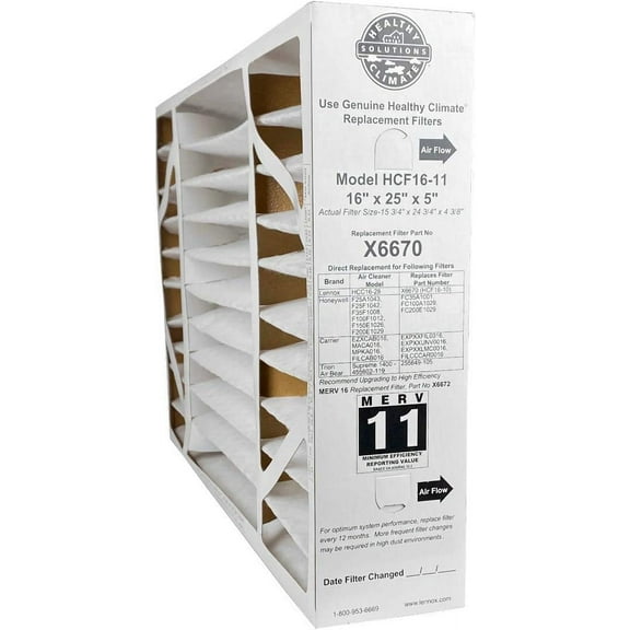Lennox 16x25x5 X6670 MERV 11 Box Replacement Filter for Lennox and Honeywell.
