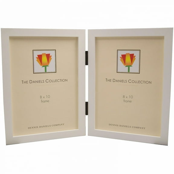 GALLERY WOODS White-Wash wood hinged 8x10 double by Dennis Daniels - 8x10