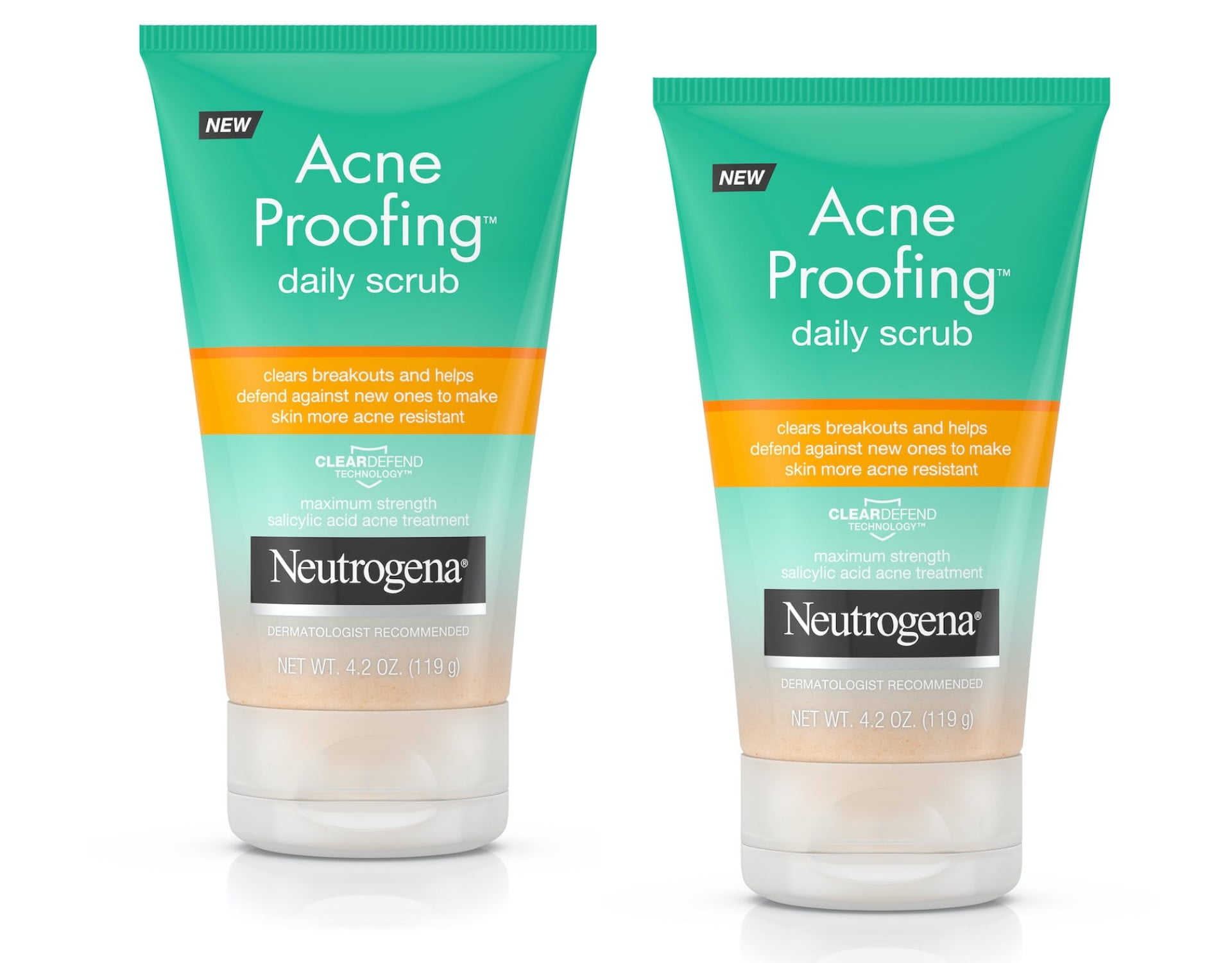 Neutrogena Acne Proofing Daily Facial Scrub with Salicylic Acid Acne Treatment, Exfoliating and Cleansing Face Wash, Oil-Free 4.2 oz (Pack of 2)