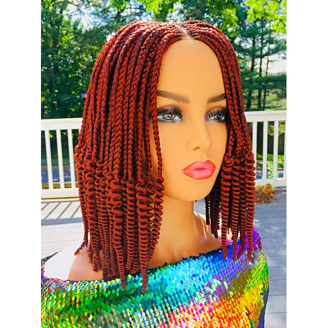 2Chique Boutique Women's Cornrow Box braid and Spiral Curl Braided Wig Color 35 12 Inches