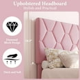 thumbnail image 4 of Senfot Twin Platform Bed Frame,Heavy-Duty Platform Bed Frame with Upholstered Headboard and Wooden Slats Support,No Box Spring Needed,Upholstered Mattress Foundation,Easy Assembly,Noise Free,Pink, 4 of 6
