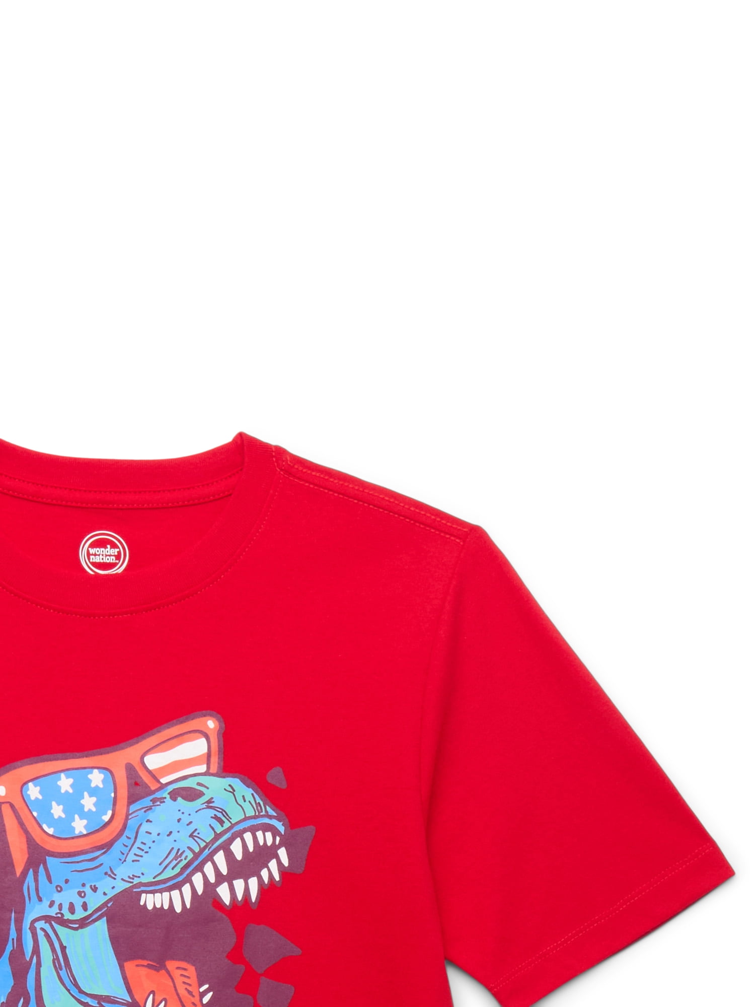 Wonder Nation Misc Rex USA, Crew Neck, Short Sleeve, Graphic T-Shirt, Sizes 4-18