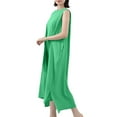thumbnail image 6 of Dresses For Women Summer Casual Sleeveless Crew Neck Flowy Maxi Tank Dresses Straight Sundresses for Women Trendy Green Free Size, 6 of 7