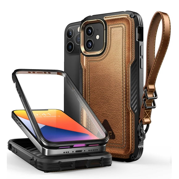 SUPCASE Unicorn Beetle Royal Series Case Designed for iPhone 12/iPhone 12 Pro 6.1 Inch, Built-in Screen Protector Full-Body Rugged Case (Brown)