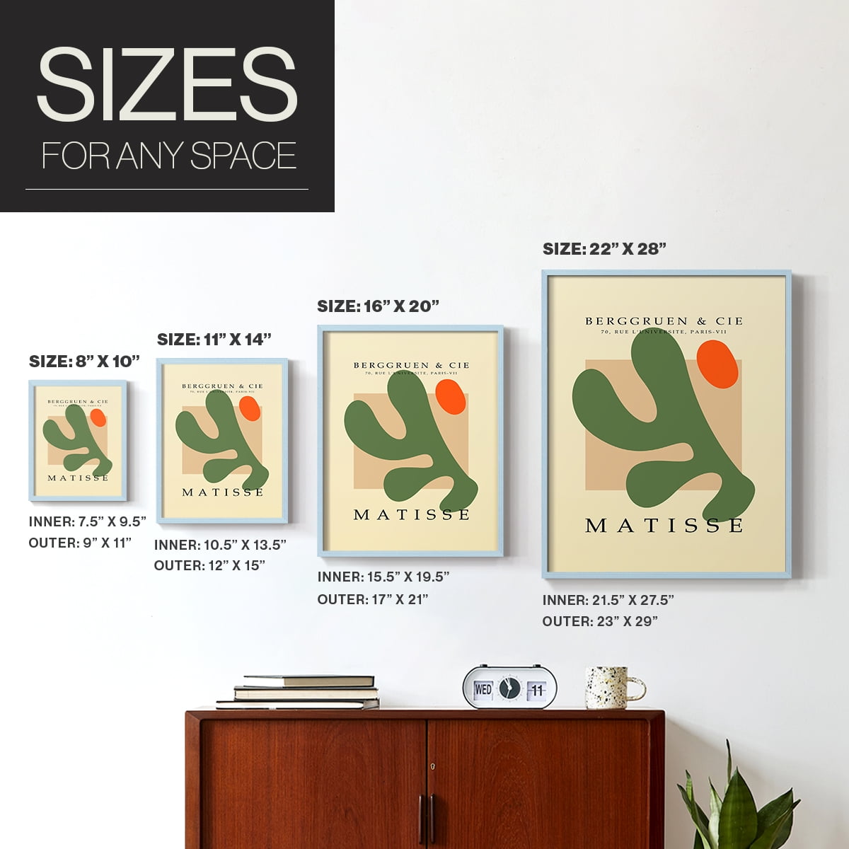 Matisse CCCXLI in Blue Solid Wood 8 x 10 Framed Print