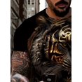thumbnail image 4 of Fashion Tiger 3D Pattern Printed Men's Crew Neck T-Shirt, Short Sleeve Comfortable T-Shirt, Short Sleeve Pullover Top, Men's Summer Outdoor Clothing, Sports Running Shirt, Machine Washable, 4 of 6
