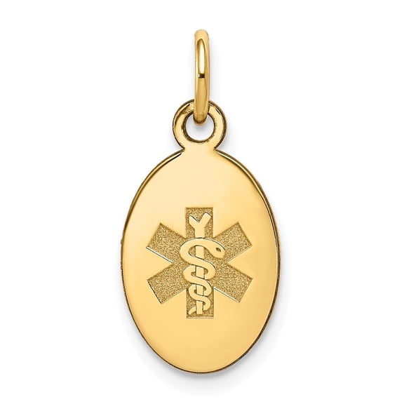 14K Yellow Gold Charm Pendant Medical Alert 16 mm 9.5