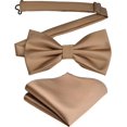 thumbnail image 1 of LAICAIW Mens Solid Color Double Fold Pre-tied Bow Tie and Pocket Square Set, 1 of 7