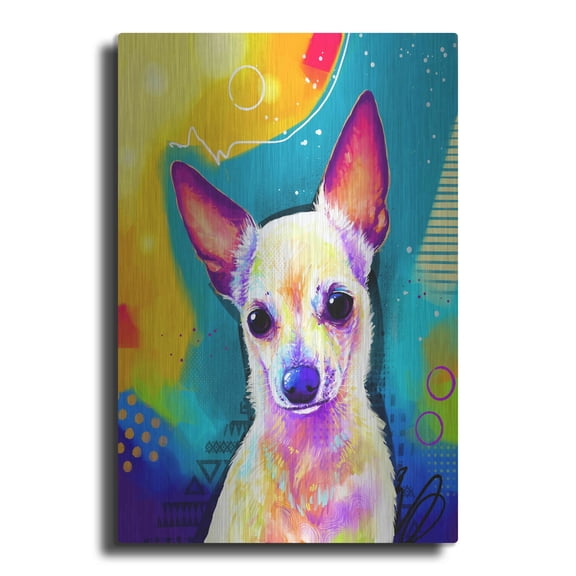Luxe Metal Art 'Pop Art Chihuahua 2' by Furbaby Affiliates, Metal Wall Art, 24"x36"
