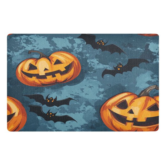 32x20 Inch Doormat Indoor Entrance Mat Entrance Welcome Mat Outdoor Mats for Front Door Pumpkins and Bat