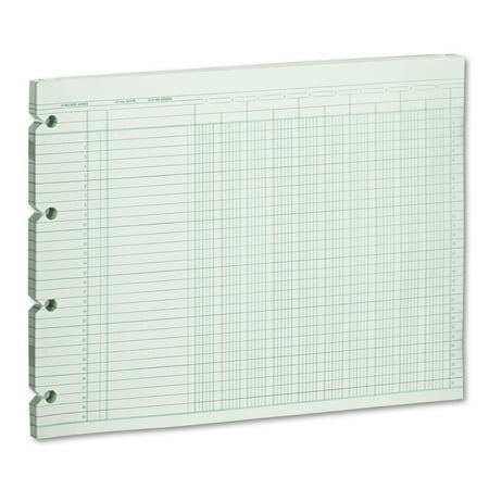 Wilson Jones Accounting Sheets 10 Column 9-1/4 x 11-7/8 100 Loose Sheets/Pack Green G1010
