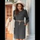 thumbnail image 4 of Vestido de Punto para Mujer con Mangas Abullonadas, Cuello Redondo, Informal, para Otoño e Invierno Gris M, 4 of 6