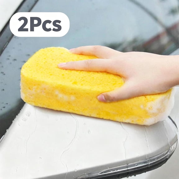 2 Pcs Car Wash Sponge, High-Density Sponge Block for Car Beauty Maintenance Waxing Sealing, Household Cleaning Tool, Strong Water Absorption, Scratch-Resistant, Reusable