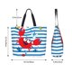 thumbnail image 5 of Balery Red Funny Crab on Blue Stripe Bolsa Tote Estilo Estético con Cremalleras, Bolsa de Hombro, Bolsa de Compras Grande y Plegable, 5 of 8
