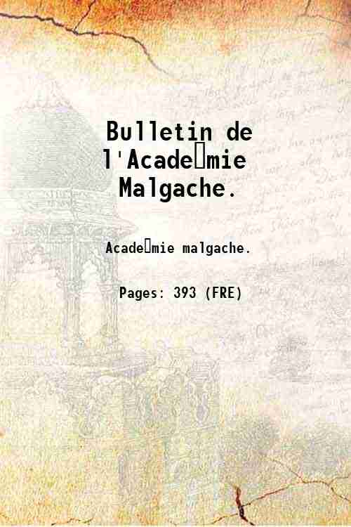 Bulletin de l'Académie Malgache. Volume 89 (19101911) 1902