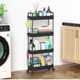 thumbnail image 7 of Slim Rolling Storage Cart with Wheels 4 Tier Narrow Shelf Unit for Bathroom Kitchen Office, 7 of 7