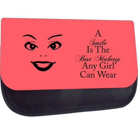 A Smile is the Best Makeup Any Girl Can Wear-Melon - Black Pencil Case with 2 Zippered