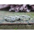 thumbnail image 4 of 1/2 ct. t.w Center 4MM Round Cut Lab Created Moissanite Diamond Halo Vintage Style Bridal Ring Set In 14K White Gold Over Sterling Silver (G-H Color, VVS1 Clarity, 0.50 Cttw)-9, 4 of 8