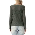 thumbnail image 3 of INSPIRE CHIC Jacquard Blouse for Women's Boat Neck Long Sleeve Fall Sheer Knit Top XS Dark Green, 3 of 6