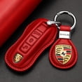 thumbnail image 1 of Car Key Fob Cover Case Protector Panamera 911 718 Macan Fits '23 Cayenne Porsche Key Cover: Genuine Leather, 1 of 6