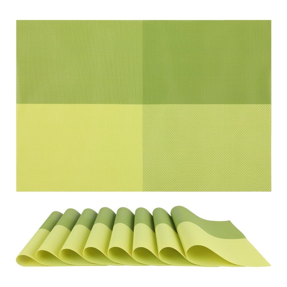 REGALWOVEN Placemats Set of 8, Placemats for Kitchen Dining Table Decor Washable Heat Resistant Table Placemats Wipeable Place Mat Green 18*12in