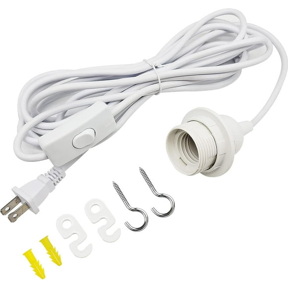 shiyou-Pendant Light Cord Plug in Pendant Light 12Ft Hanging Pendant Light with Switch E26 Socket White Light Cord