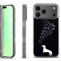 For iPhone 17 Pro Shockproof Protective Phone Case, by OneToughShield - Dachshund/Puppy Music
