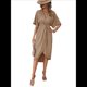 thumbnail image 3 of Vestidos de Corta para Mujer, Cuello en V, Plisados, Ajustados, Fluidos, con Vuelo, Corte Recto, Irregulares, Midi. Caqui XL, 3 of 9