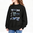 thumbnail image 5 of Girls Bow Print Sweatshirt Cute Long Sleeve Pullover Top for Kids Teens Fleece Lined Crew Neck Sweatshirts Casual Wear 9-10 Years Black, 5 of 6
