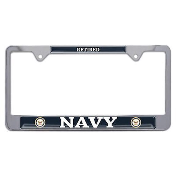 U.S. Navy Retired Chrome License Plate Frame